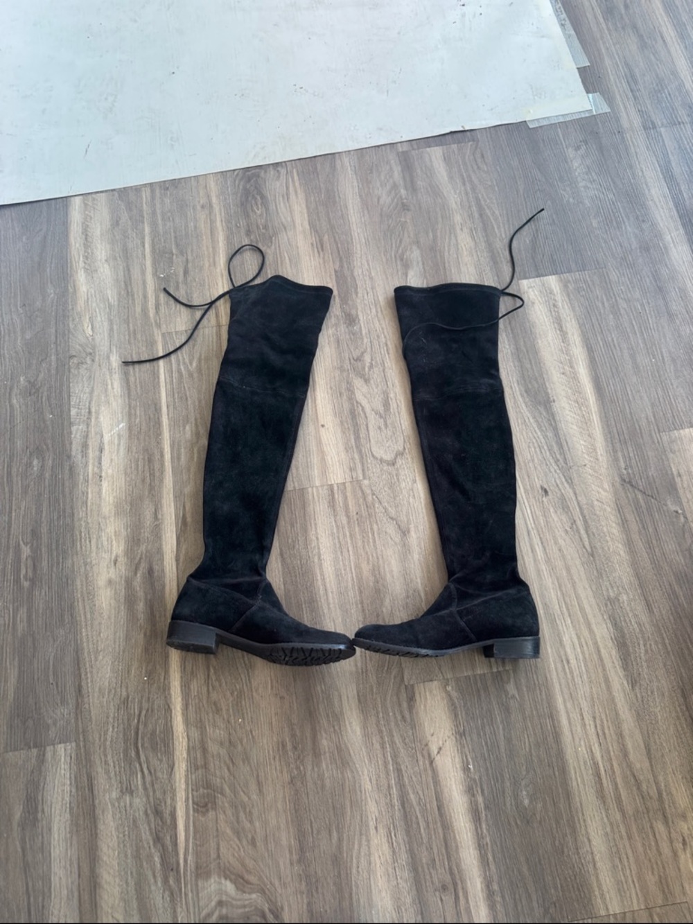 Stuart Weitzman Black Suede Over-the-Knee Boots